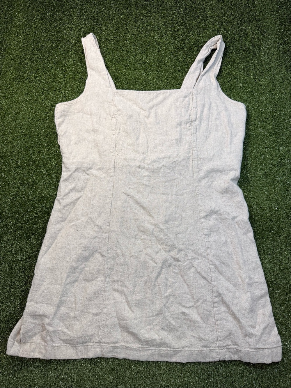 Old Navy Linen Blend Natural Neutral Beige Tunic Tank Top Long Blouse Smocked XL